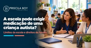 Reunião entre família e escola sobre acompanhamento de criança autista.