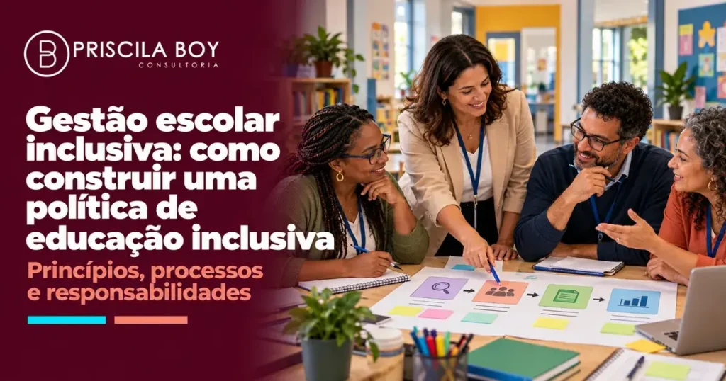 Equipe gestora reunida para planejar ações de gestão escolar inclusiva